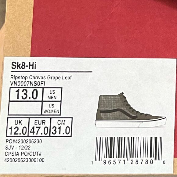 Vans Sk8-Hi Ripstop Canvas Grape Leaf Sneakers main image 7
